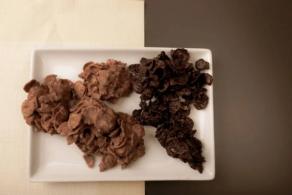 Koyu Çikolata Parçaları Ile Tanımlama — Stok fotoğraf