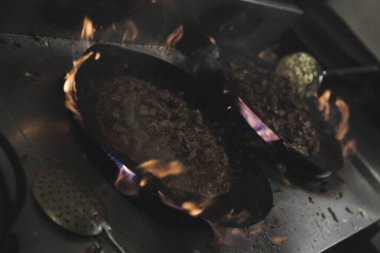 Meat Saute Turkish Et sote with Hair Pie Meat - Sac Tava - Sac Kavurma