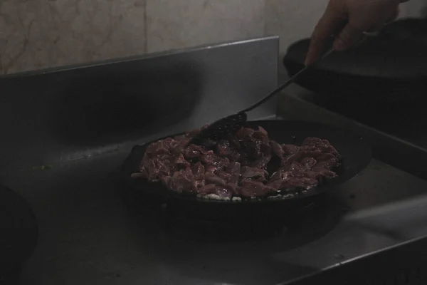 Vlees Saute Turkse Sote Met Hair Pie Meat Sac Tava — Stockfoto