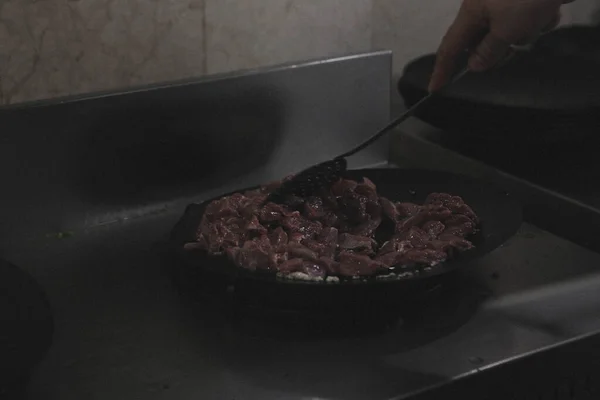 Saute Viande Turque Sote Avec Viande Tarte Aux Cheveux Sac — Photo