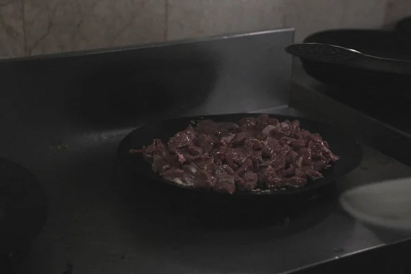 Carne Saute Turco Sote Com Torta Cabelo Carne Sac Tava — Fotografia de Stock