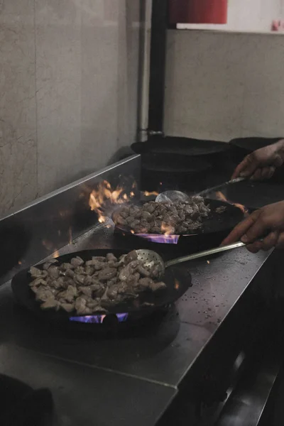 Kött Saute Turkiska Sote Med Hår Paj Kött Sac Tava — Stockfoto