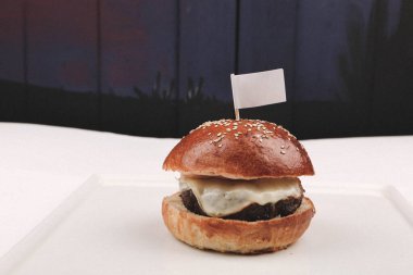 Taze sebzeli ev yapımı hamburger.