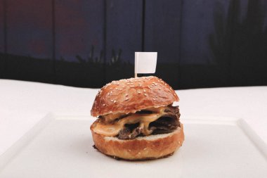 Taze sebzeli ev yapımı hamburger.