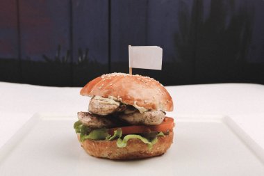 Taze sebzeli ev yapımı hamburger.