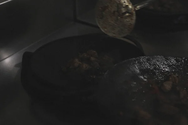 Carne Saute Turco Sote Com Torta Cabelo Carne Sac Tava — Fotografia de Stock