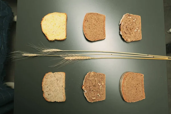 Delicioso Pão Assado Estético Natural — Fotografia de Stock