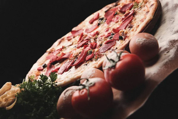 Lezzetli karışık İtalyan pizzası.