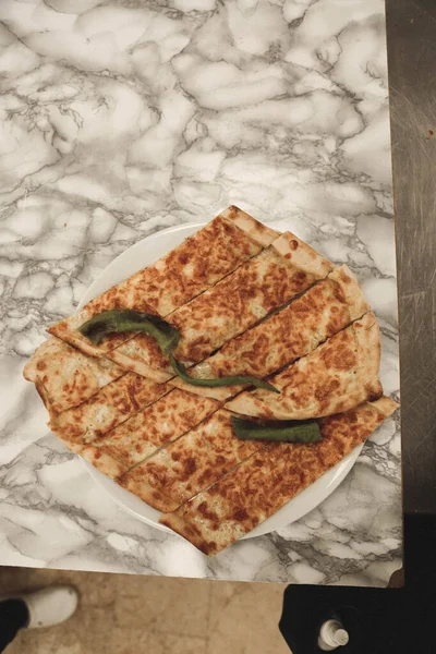 Hagyományos Török Sült Tál Pide Török Pizza Pide Közel Keleti — Stock Fotó