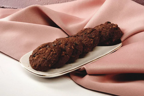 Galletas Con Chispas Chocolate Negro —  Fotos de Stock