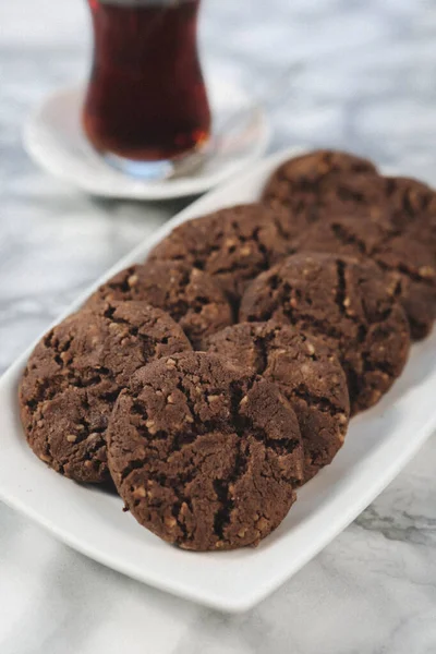 Galletas Con Chispas Chocolate Negro — Foto de Stock