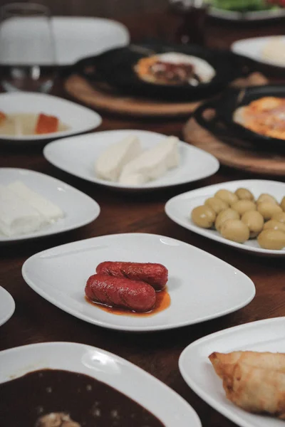 Reichhaltiges Und Köstliches Türkisches Frühstück — Stockfoto