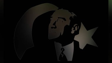 Atatürk 'ün çizimi. Türkiye Cumhuriyeti 'nin ilk cumhurbaşkanı. 
