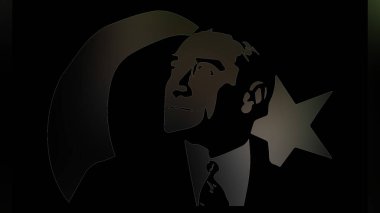 Atatürk 'ün çizimi. Türkiye Cumhuriyeti 'nin ilk cumhurbaşkanı. 