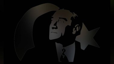 Atatürk 'ün çizimi. Türkiye Cumhuriyeti 'nin ilk cumhurbaşkanı. 