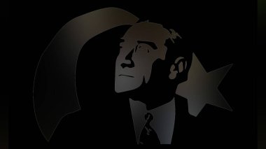 Atatürk 'ün çizimi. Türkiye Cumhuriyeti 'nin ilk cumhurbaşkanı. 