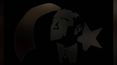 Atatürk 'ün çizimi. Türkiye Cumhuriyeti 'nin ilk cumhurbaşkanı. 