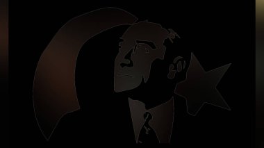 Atatürk 'ün çizimi. Türkiye Cumhuriyeti 'nin ilk cumhurbaşkanı. 