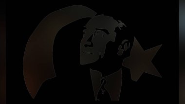 Atatürk 'ün çizimi. Türkiye Cumhuriyeti 'nin ilk cumhurbaşkanı. 