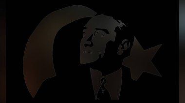 Atatürk 'ün çizimi. Türkiye Cumhuriyeti 'nin ilk cumhurbaşkanı. 