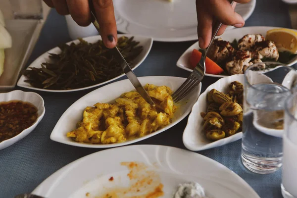 Traditionelles Türkisches Und Griechisches Dinner Meze Tisch — Stockfoto