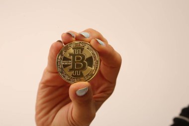 Bitcoin para, bitcoin 'in yakın plan görüntüsü