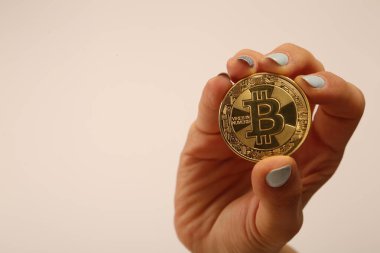 Bitcoin para, bitcoin 'in yakın plan görüntüsü