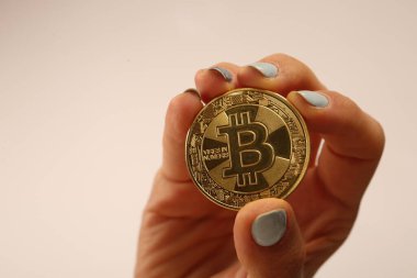 Bitcoin para, bitcoin 'in yakın plan görüntüsü