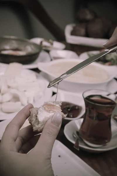 Zengin Leziz Türk Kahvaltı — Stok fotoğraf