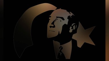 Atatürk 'ün çizimi. Türkiye Cumhuriyeti 'nin ilk cumhurbaşkanı. 