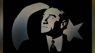 Atatürk 'ün çizimi. Türkiye Cumhuriyeti 'nin ilk cumhurbaşkanı. 