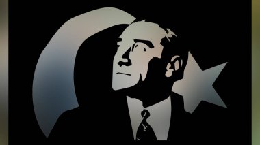Atatürk 'ün çizimi. Türkiye Cumhuriyeti 'nin ilk cumhurbaşkanı. 
