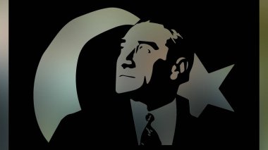 Atatürk 'ün çizimi. Türkiye Cumhuriyeti 'nin ilk cumhurbaşkanı. 