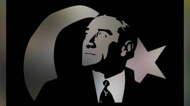 Atatürk 'ün çizimi. Türkiye Cumhuriyeti 'nin ilk cumhurbaşkanı. 