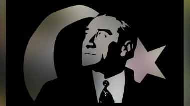 Atatürk 'ün çizimi. Türkiye Cumhuriyeti 'nin ilk cumhurbaşkanı. 
