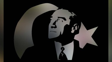 Atatürk 'ün çizimi. Türkiye Cumhuriyeti 'nin ilk cumhurbaşkanı. 