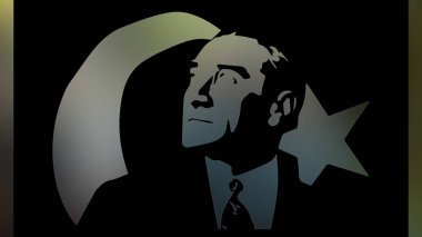 Atatürk 'ün çizimi. Türkiye Cumhuriyeti 'nin ilk cumhurbaşkanı. 