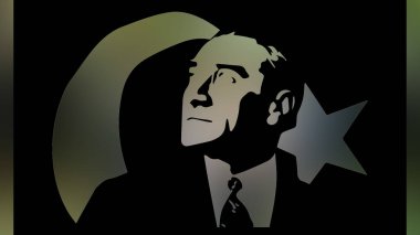 Atatürk 'ün çizimi. Türkiye Cumhuriyeti 'nin ilk cumhurbaşkanı. 