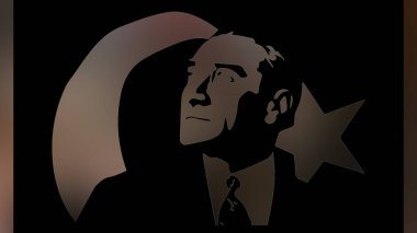 Atatürk 'ün çizimi. Türkiye Cumhuriyeti 'nin ilk cumhurbaşkanı. 