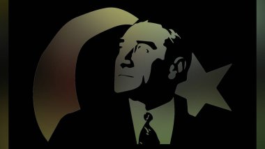 Atatürk 'ün çizimi. Türkiye Cumhuriyeti 'nin ilk cumhurbaşkanı. 