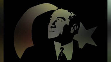 Atatürk 'ün çizimi. Türkiye Cumhuriyeti 'nin ilk cumhurbaşkanı. 