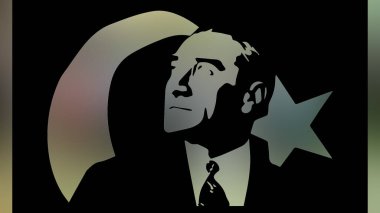 Atatürk 'ün çizimi. Türkiye Cumhuriyeti 'nin ilk cumhurbaşkanı. 