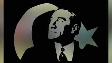 Atatürk 'ün çizimi. Türkiye Cumhuriyeti 'nin ilk cumhurbaşkanı. 