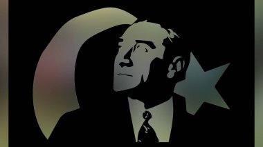 Atatürk 'ün çizimi. Türkiye Cumhuriyeti 'nin ilk cumhurbaşkanı. 