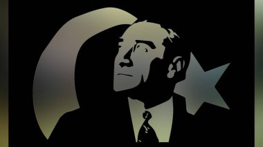 Atatürk 'ün çizimi. Türkiye Cumhuriyeti 'nin ilk cumhurbaşkanı. 