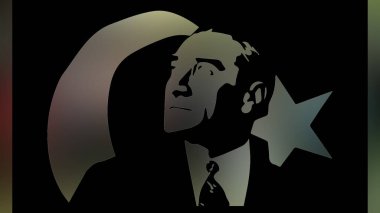 Atatürk 'ün çizimi. Türkiye Cumhuriyeti 'nin ilk cumhurbaşkanı. 