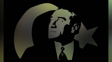 Atatürk 'ün çizimi. Türkiye Cumhuriyeti 'nin ilk cumhurbaşkanı. 