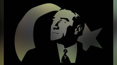 Atatürk 'ün çizimi. Türkiye Cumhuriyeti 'nin ilk cumhurbaşkanı. 