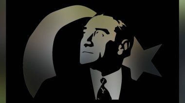 Atatürk 'ün çizimi. Türkiye Cumhuriyeti 'nin ilk cumhurbaşkanı. 