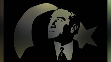 Atatürk 'ün çizimi. Türkiye Cumhuriyeti 'nin ilk cumhurbaşkanı. 